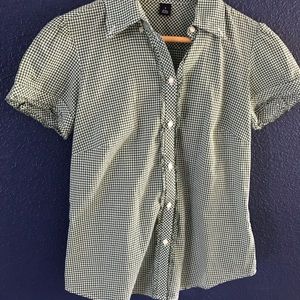 GAP Green Checkered Women's Top